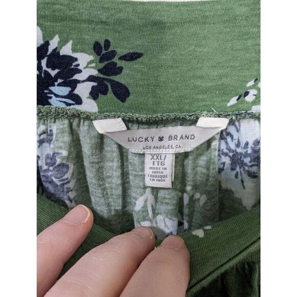 Lucky Brand Women's Green Floral Square Neck Top - Size XXL - Picture 4 of 5